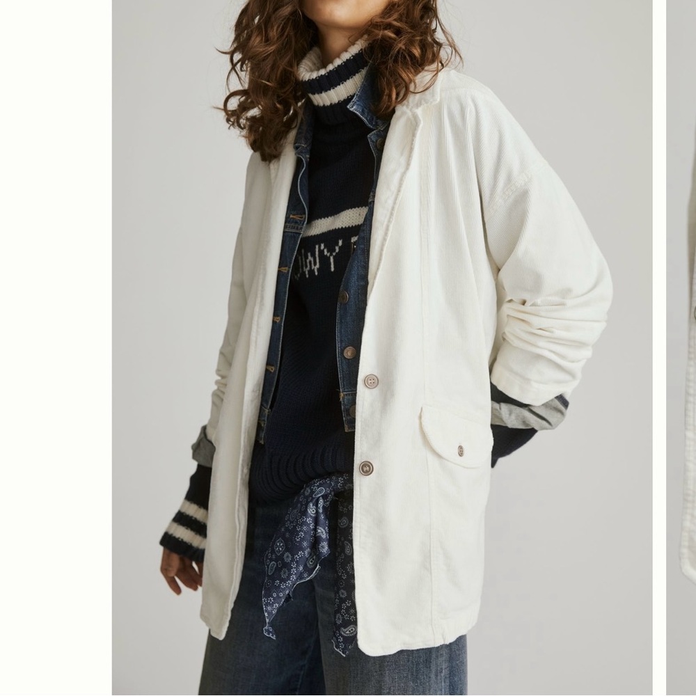 🎉Anthropologie NWT Pilcro Washed Corduroy Blazer sz Large jacket cream white